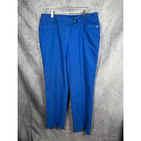 Larry Levine Women's Size 14 Double Snap Straight Leg Blue Jeans - Picture 1 of 8
